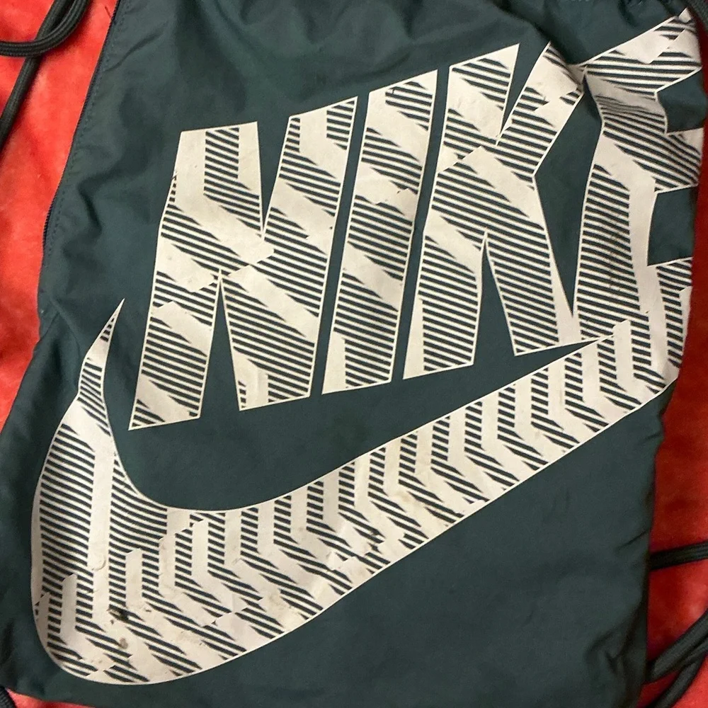Nike Black and Gray Drawstring Backpack